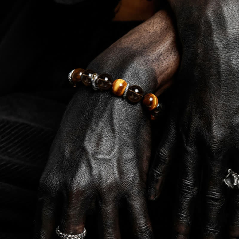 Bracelet en perles d'œil de tigre naturel Olivenorma « Eye of Vision »