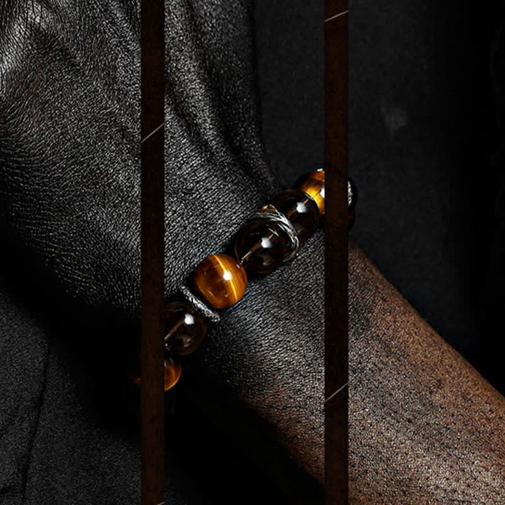 Bracelet en perles d'œil de tigre naturel Olivenorma « Eye of Vision »