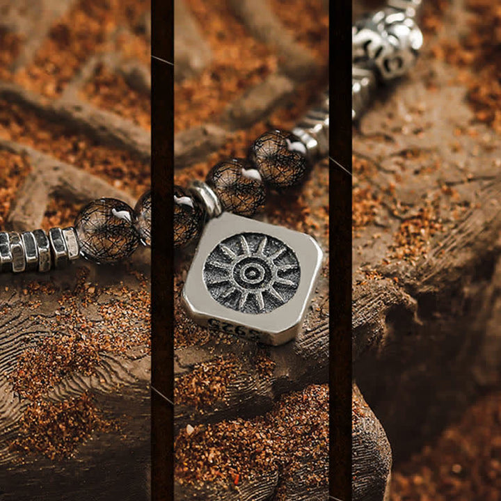 Bracelet en perles de quartz noir et œil de tigre rutile Olivenorma