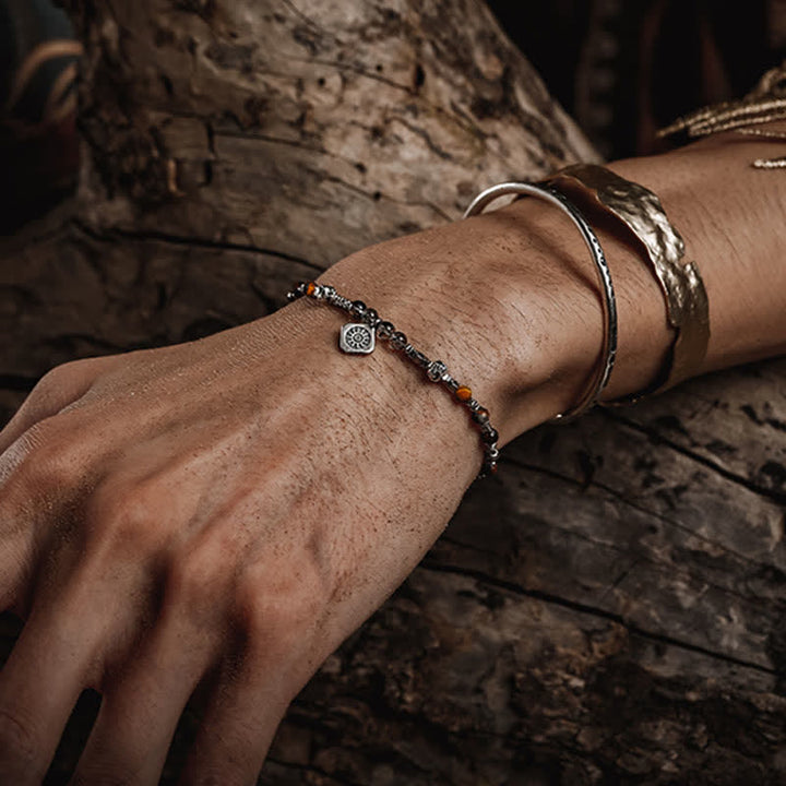 Bracelet en perles de quartz noir et œil de tigre rutile Olivenorma