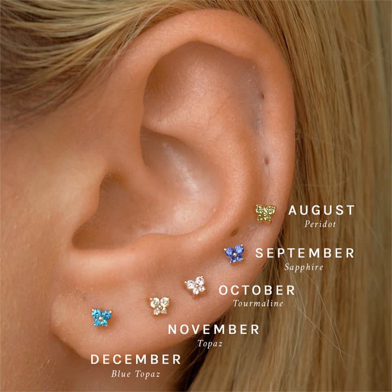 Boucles d'oreilles en forme de papillon avec pierre de naissance Olivenorma12