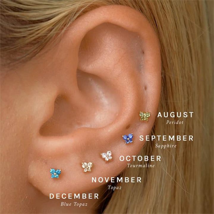 Boucles d'oreilles en forme de papillon avec pierre de naissance Olivenorma12