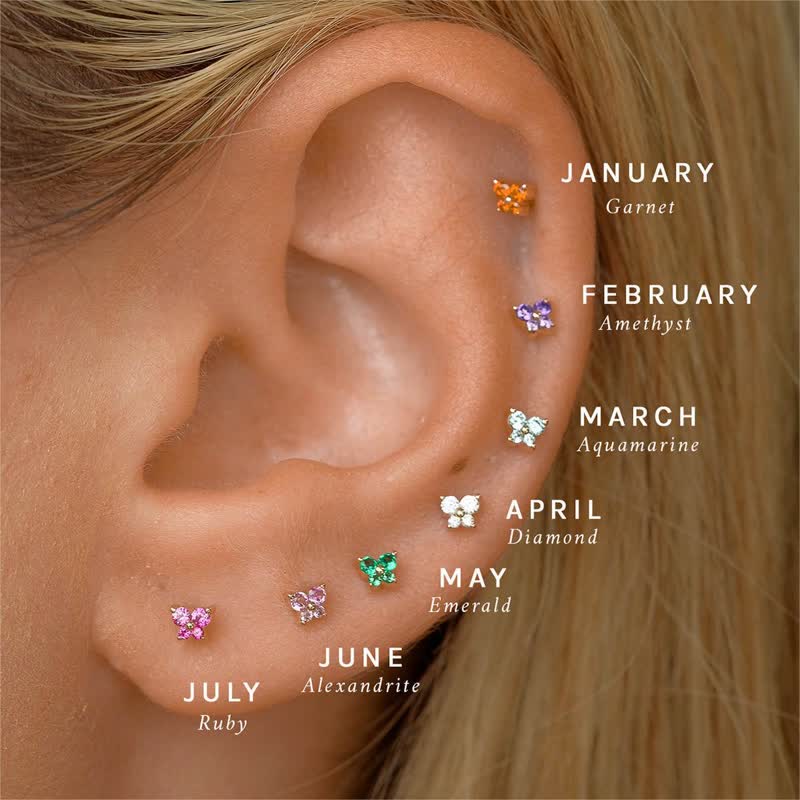 Boucles d'oreilles en forme de papillon avec pierre de naissance Olivenorma12