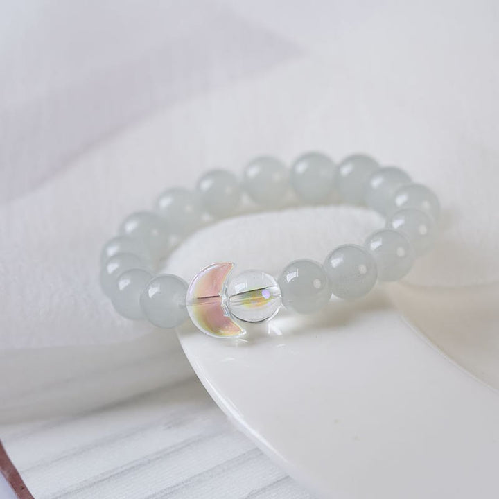 Bracelet de perles en cristal transparent quartz rose soleil lune Olivenorma