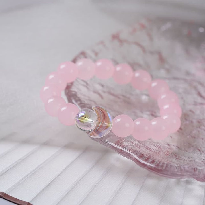 Bracelet de perles en cristal transparent quartz rose soleil lune Olivenorma