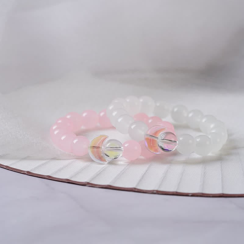 Bracelet de perles en cristal transparent quartz rose soleil lune Olivenorma