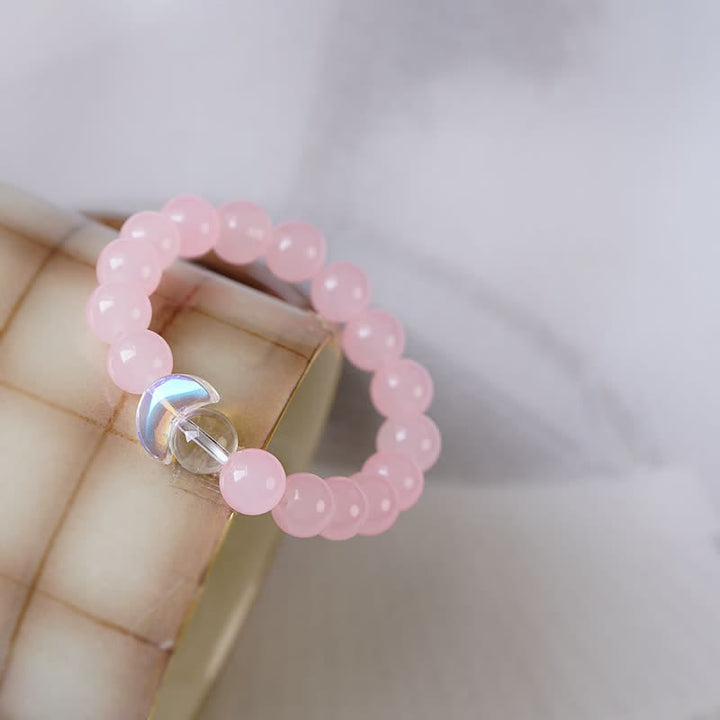 Bracelet de perles en cristal transparent quartz rose soleil lune Olivenorma