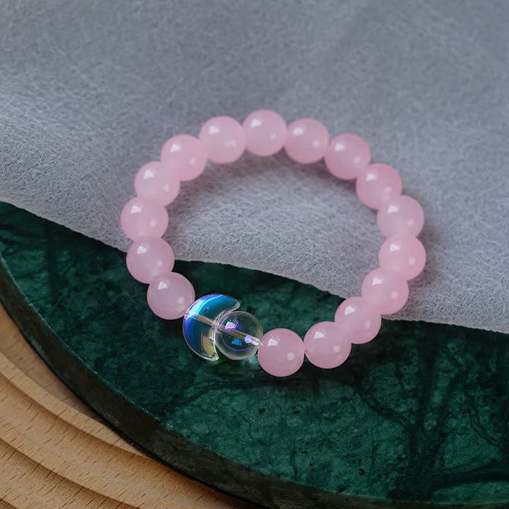 Bracelet de perles en cristal transparent quartz rose soleil lune Olivenorma