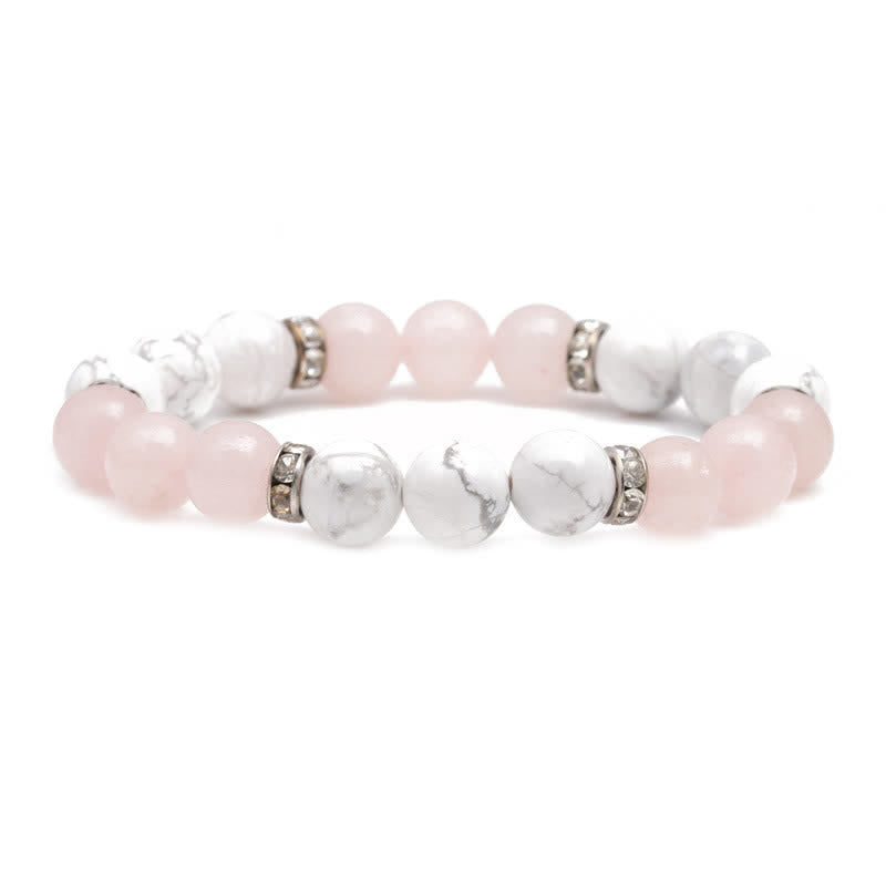 Bracelet en perles de quartz rose et pierre de lave Olivenorma