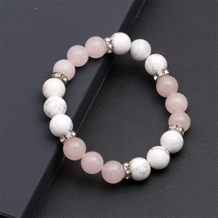 Bracelet en perles de quartz rose et pierre de lave Olivenorma