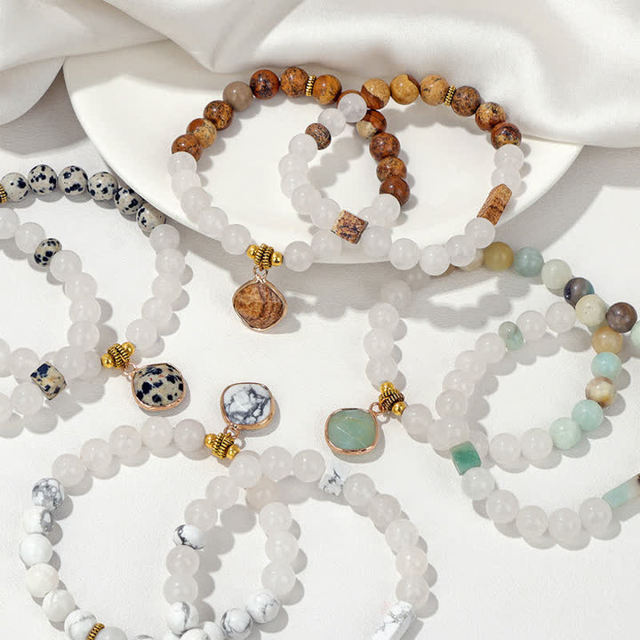 Ensemble de bracelets en perles de cristal transparent en pierre naturelle Olivenorma