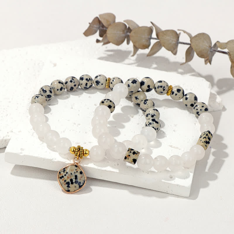 Ensemble de bracelets en perles de cristal transparent en pierre naturelle Olivenorma