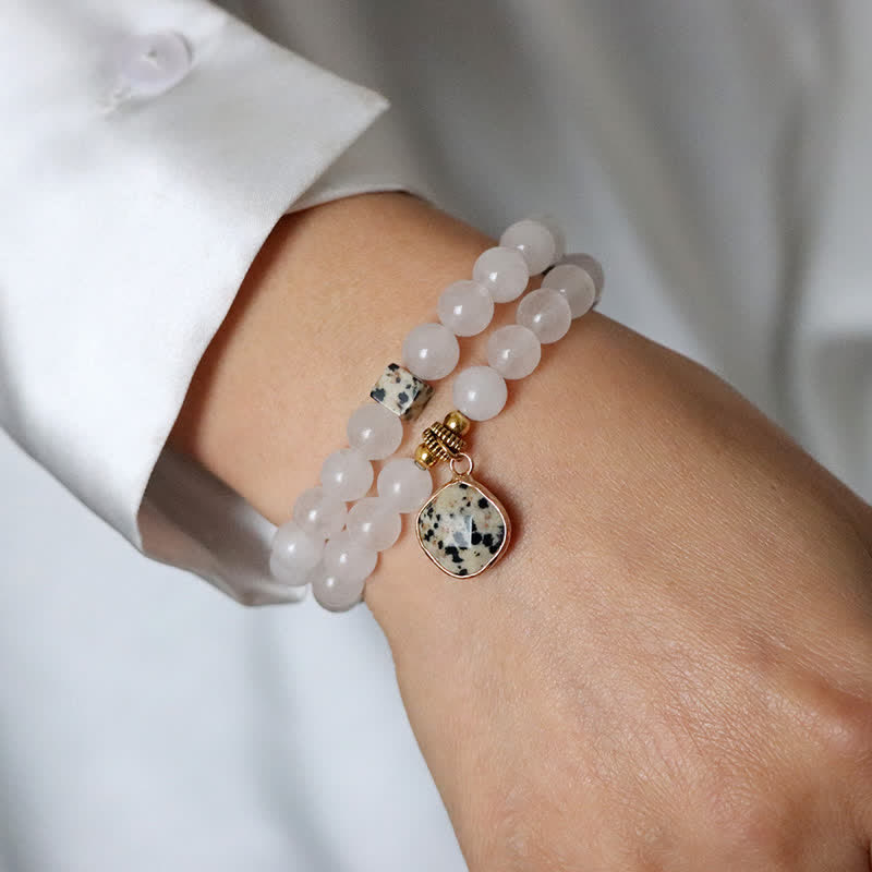 Ensemble de bracelets en perles de cristal transparent en pierre naturelle Olivenorma