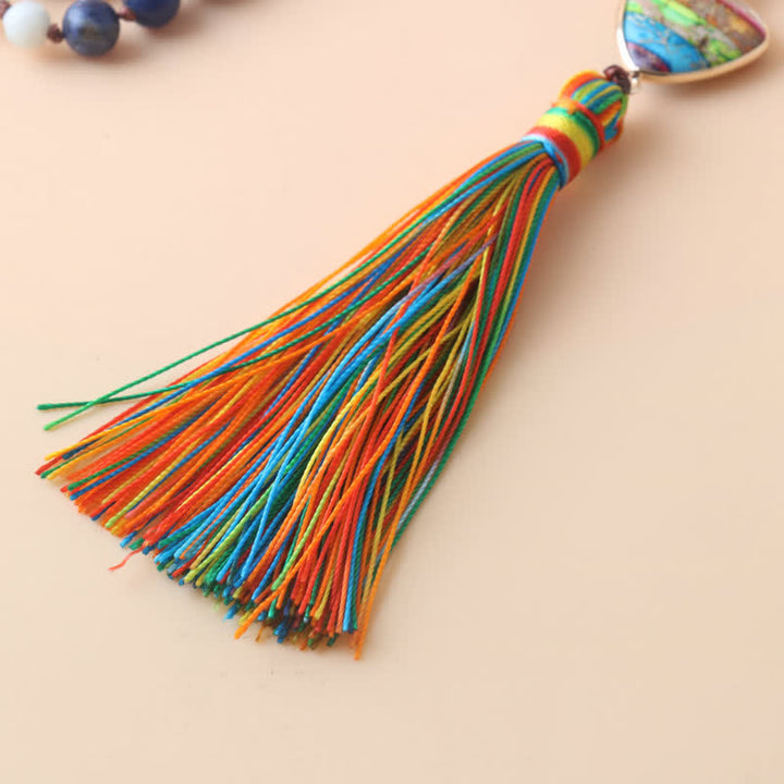 Collier à pampilles en 108 perles de Mala en pierre naturelle Olivenorma