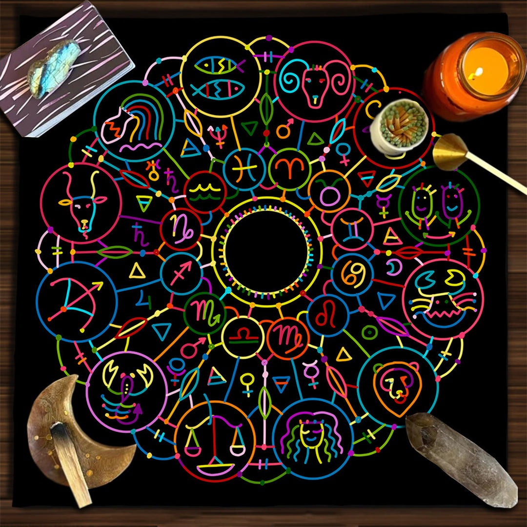 Nappe de tarot divinatoire carrée Olivenorma Phases de la lune