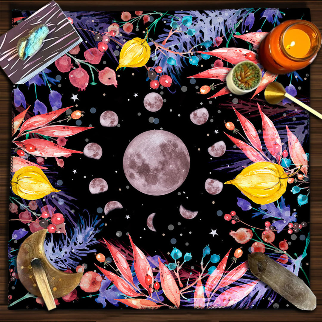 Nappe de tarot divinatoire carrée Olivenorma Phases de la lune
