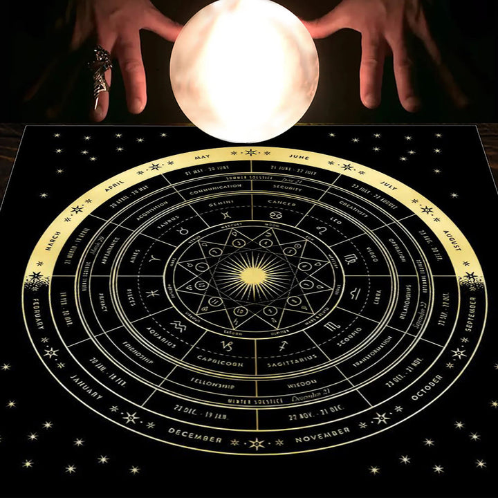 Nappe de tarot Olivenorma Astrologie Fleurs Lune & Soleil