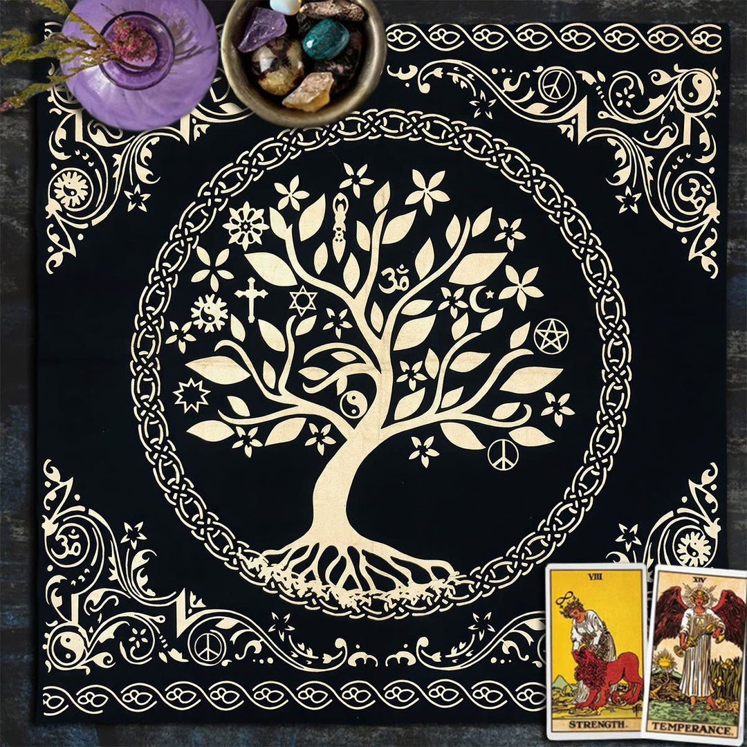 Tapisserie d'autel Olivenorma Arbre de vie Nappe de tarot