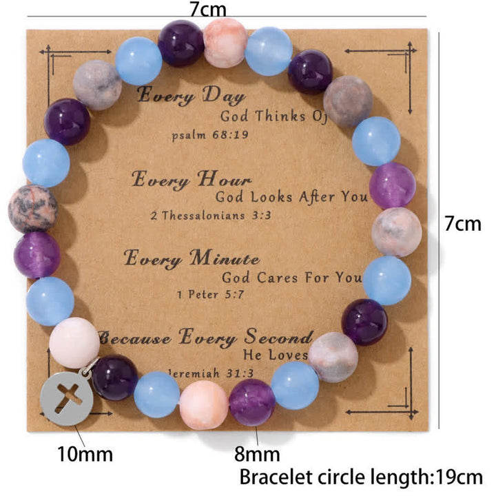 Bracelet pendentif croix en perles de pierre naturelle Olivenorma de 8 mm