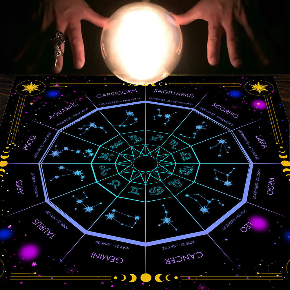 Nappe de tarot divinatoire avec phases lunaires et mandala Olivenorma