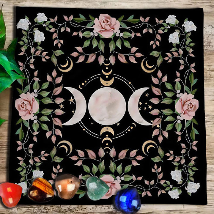 Nappe de tarot divinatoire avec phases lunaires et mandala Olivenorma