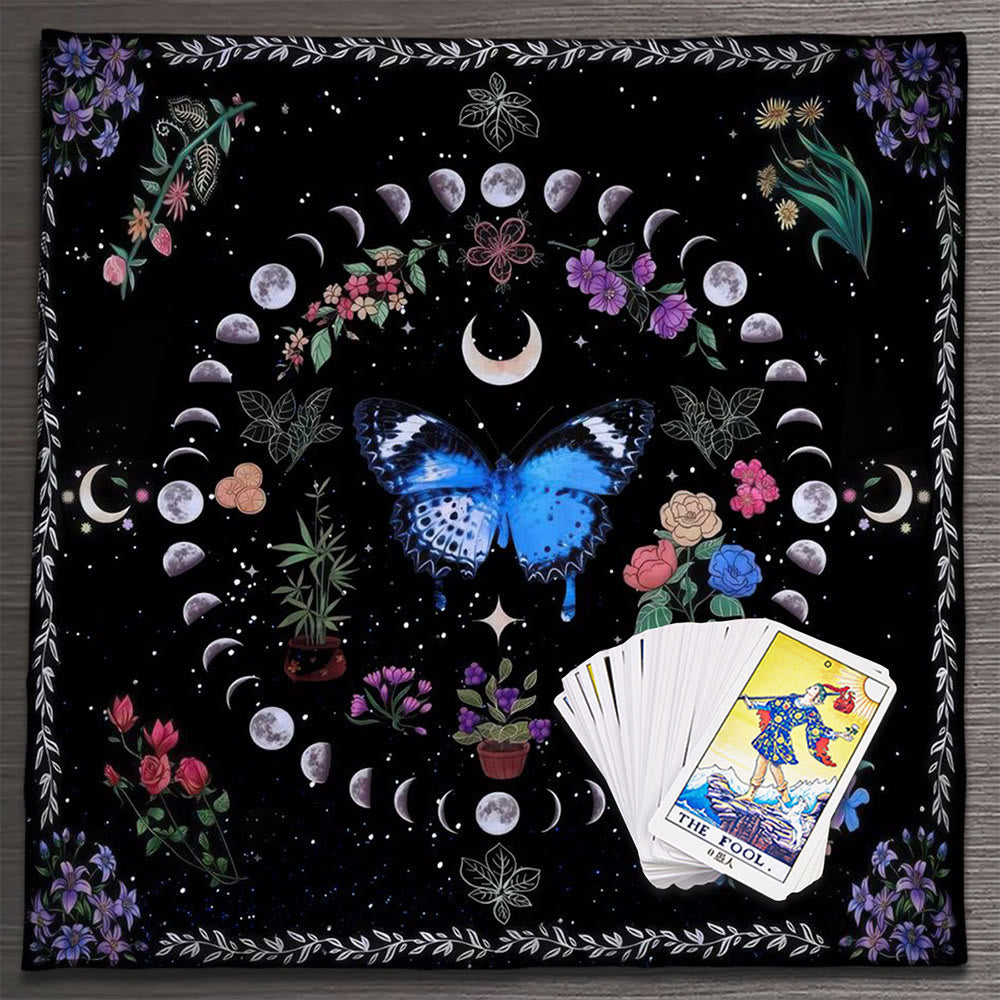 Nappe de tarot divinatoire avec phases lunaires et mandala Olivenorma