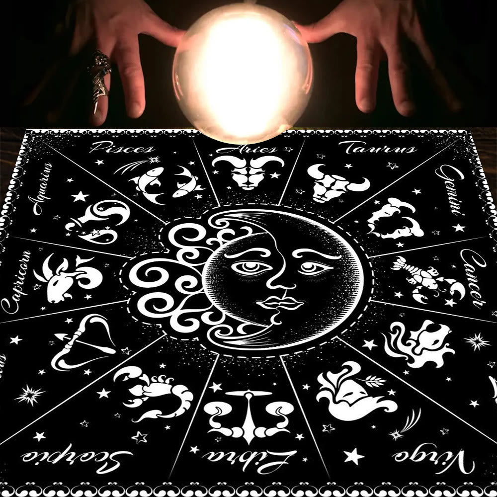 Nappe de tarot divinatoire avec phases lunaires et mandala Olivenorma
