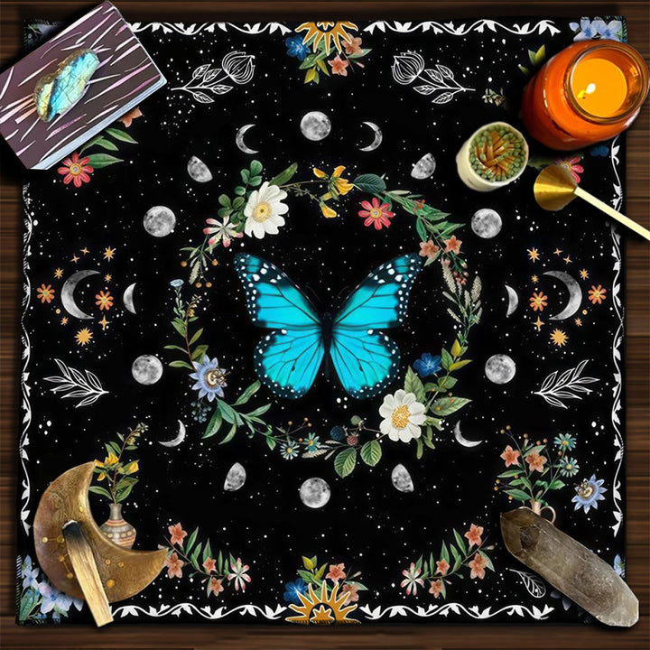 Nappe de tarot divinatoire avec phases lunaires et mandala Olivenorma
