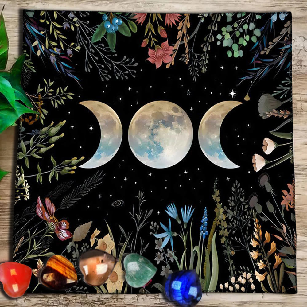 Nappe de tarot divinatoire avec phases lunaires et mandala Olivenorma