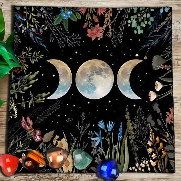 Nappe de tarot divinatoire avec phases lunaires et mandala Olivenorma