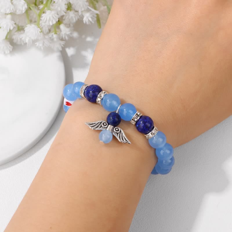 Bracelet pendentif aile d'ange en perles de pierre naturelle Olivenorma de 8 mm