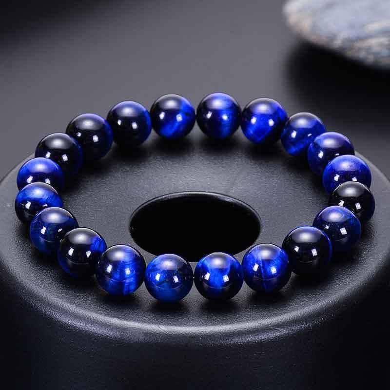 Bracelet en perles d'œil de tigre bleu naturel de 8 mm Olivenorma
