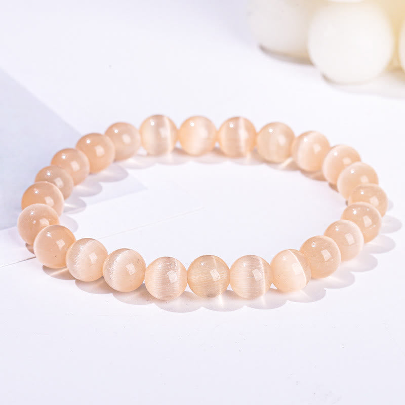 Bracelet en perles de pierre œil de chat coloré Olivenorma 6-10 mm