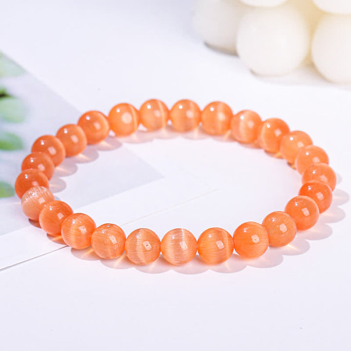 Bracelet en perles de pierre œil de chat coloré Olivenorma 6-10 mm