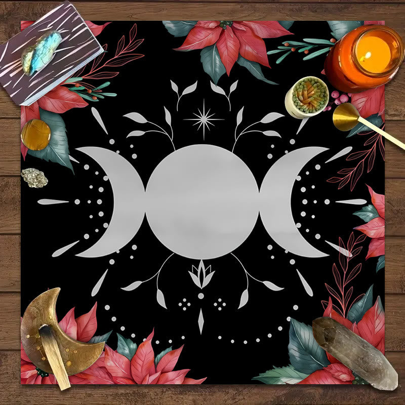 Nappe de tarot divinatoire avec symbole de la triple déesse de la lune Olivenorma