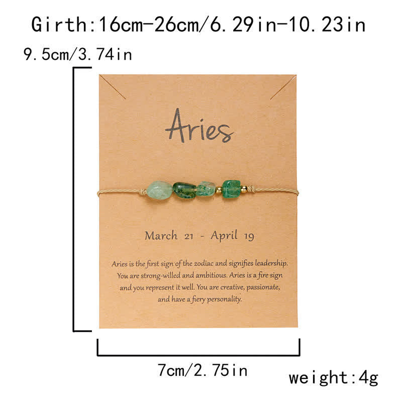 Bracelet réglable en perles de pierre irrégulières Olivenorma avec signes astrologiques