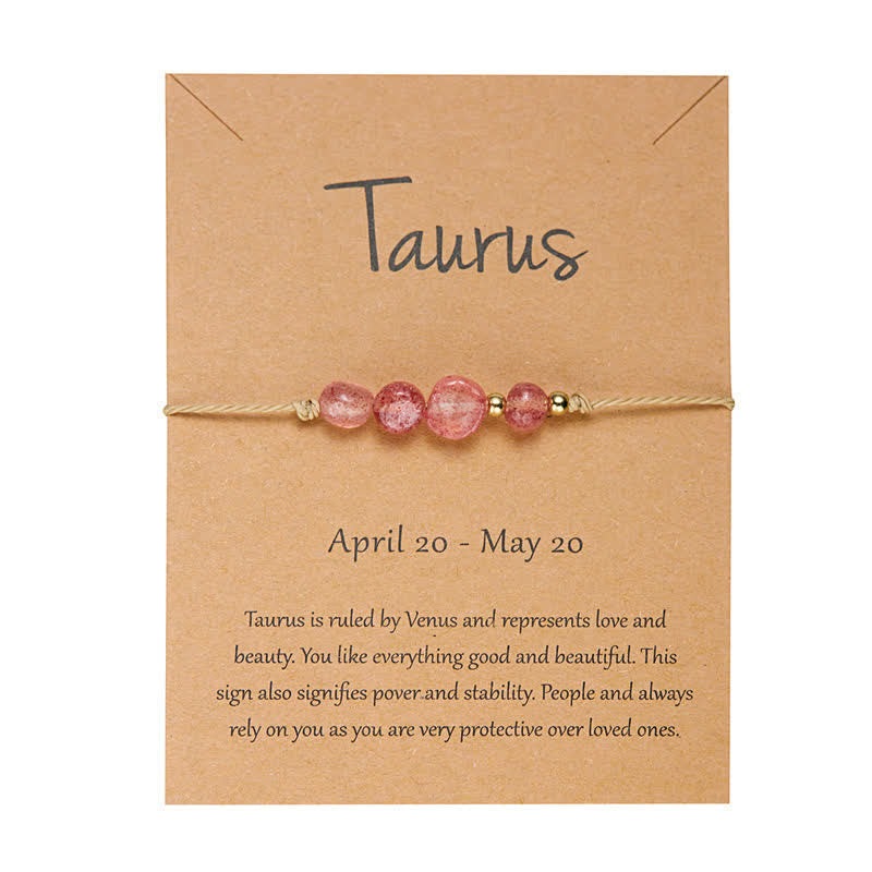 Bracelet réglable en perles de pierre irrégulières Olivenorma avec signes astrologiques