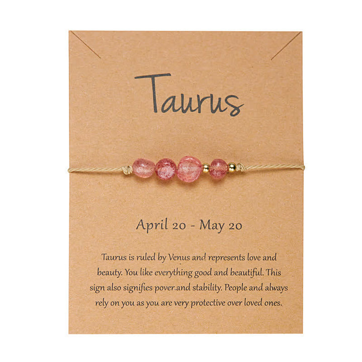 Bracelet réglable en perles de pierre irrégulières Olivenorma avec signes astrologiques