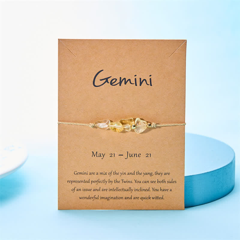 Bracelet réglable en perles de pierre irrégulières Olivenorma avec signes astrologiques