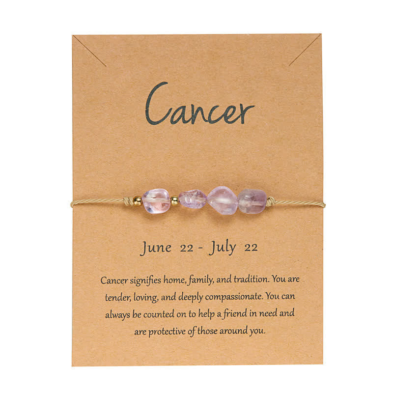 Bracelet réglable en perles de pierre irrégulières Olivenorma avec signes astrologiques