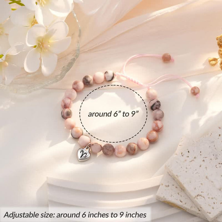 Bracelet pendentif en forme de cœur du zodiaque avec perles de tourmaline prune Olivenorma