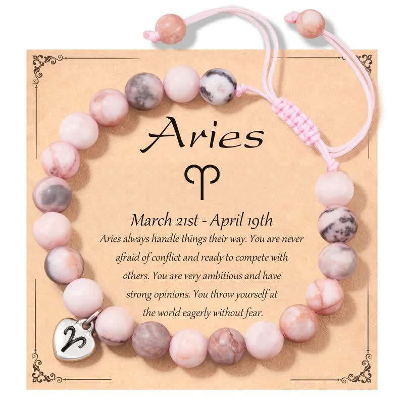 Bracelet pendentif en forme de cœur du zodiaque avec perles de tourmaline prune Olivenorma