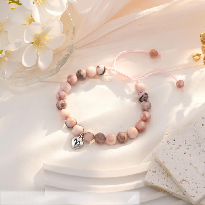 Bracelet pendentif en forme de cœur du zodiaque avec perles de tourmaline prune Olivenorma