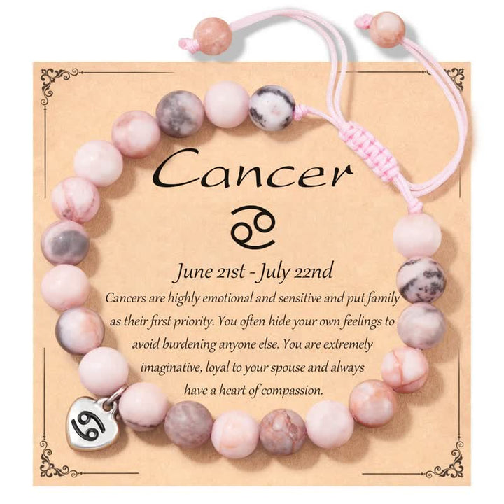 Bracelet pendentif en forme de cœur du zodiaque avec perles de tourmaline prune Olivenorma