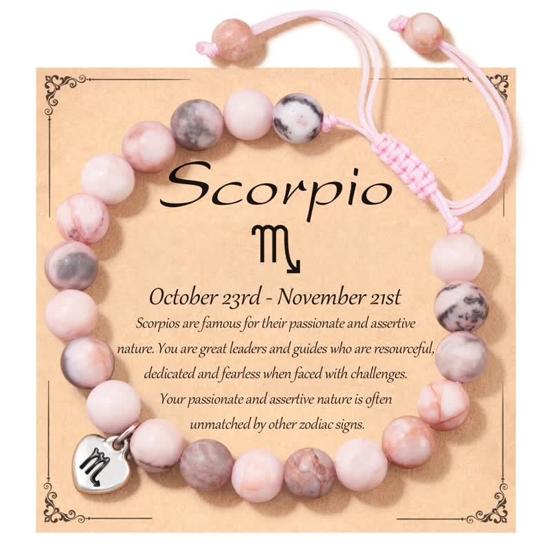 Bracelet pendentif en forme de cœur du zodiaque avec perles de tourmaline prune Olivenorma