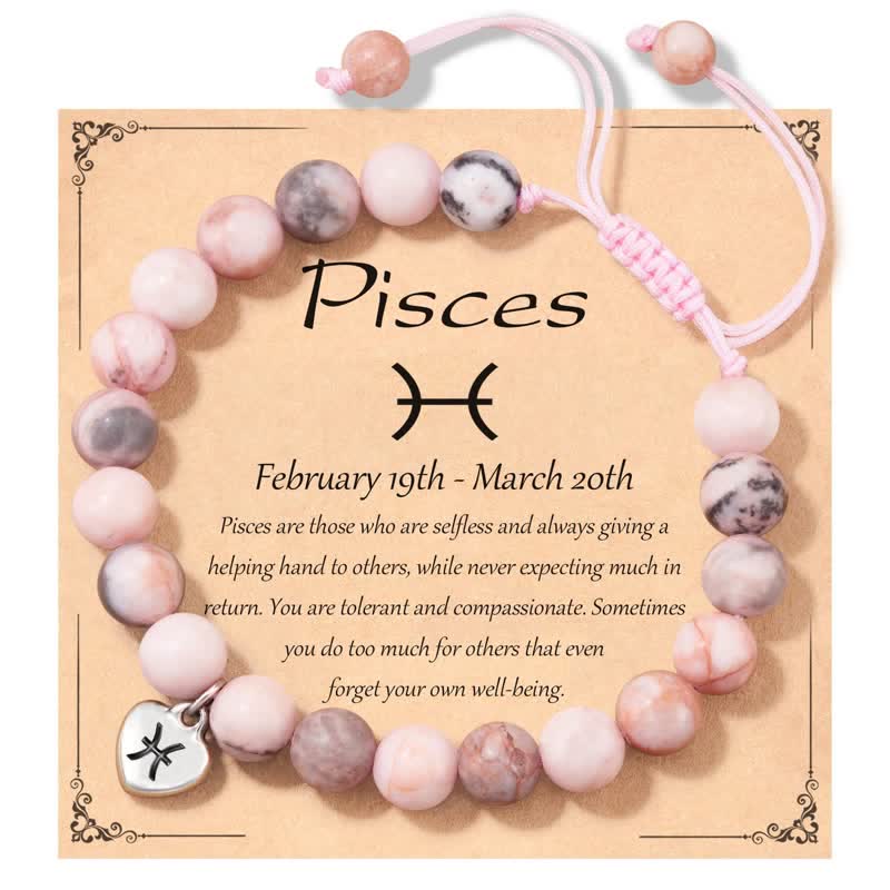 Bracelet pendentif en forme de cœur du zodiaque avec perles de tourmaline prune Olivenorma