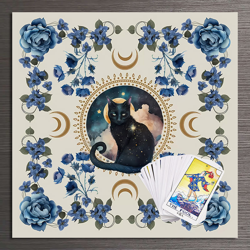 Nappe de tarot divinatoire avec chat signe divin Olivenorma