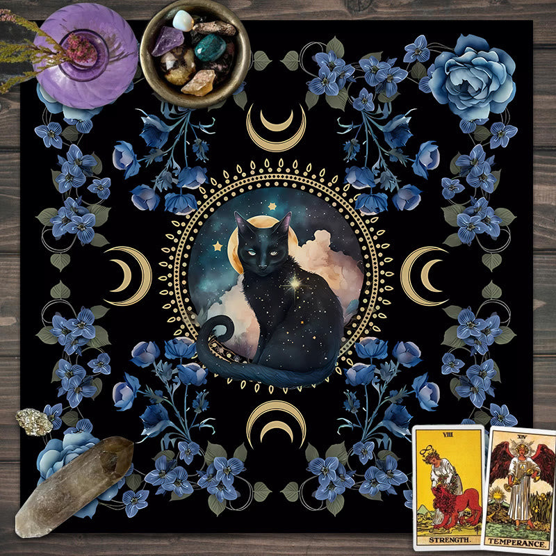 Nappe de tarot divinatoire avec chat signe divin Olivenorma
