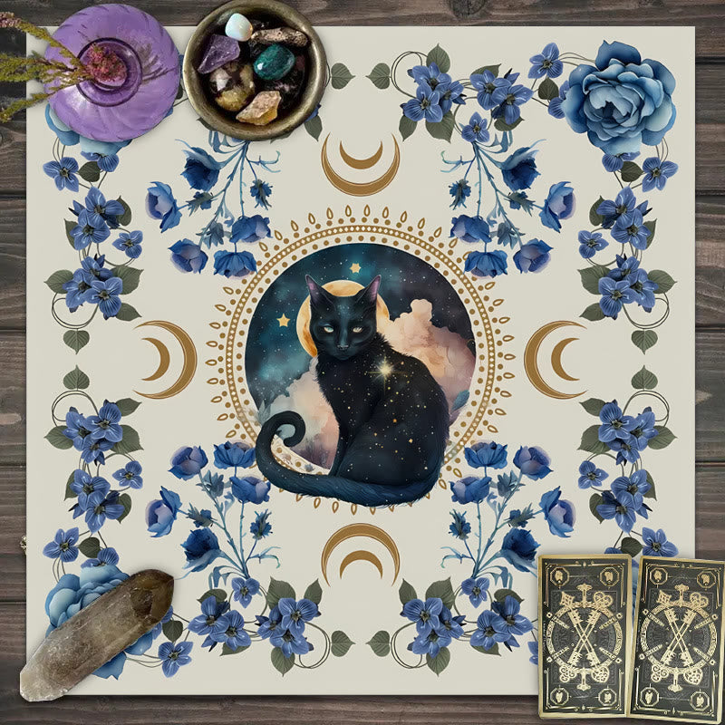 Nappe de tarot divinatoire avec chat signe divin Olivenorma