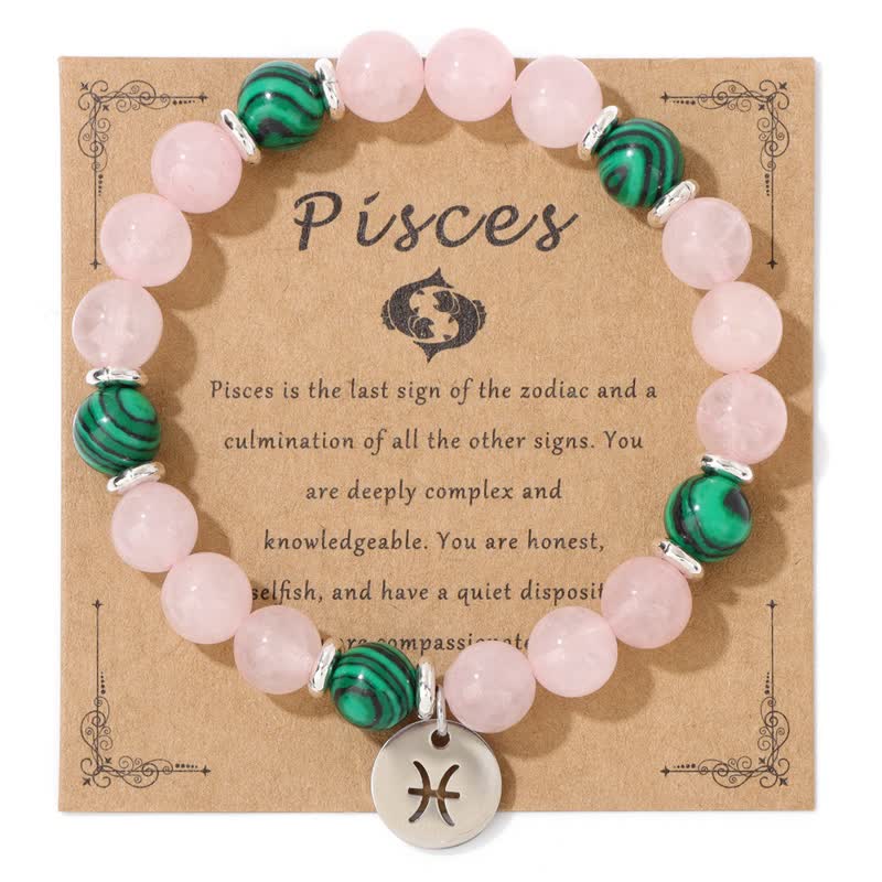 Bracelet pendentif signe du zodiaque en perles de pierre naturelle Olivenorma de 8 mm